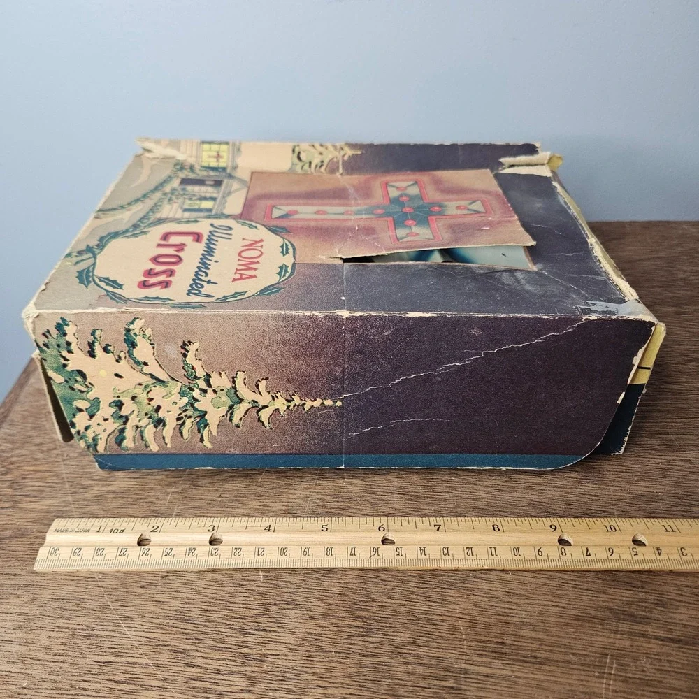 Vtg NOMA Illuminated Cross 1201 Electric Light Original Box Made in USA MCM Rare